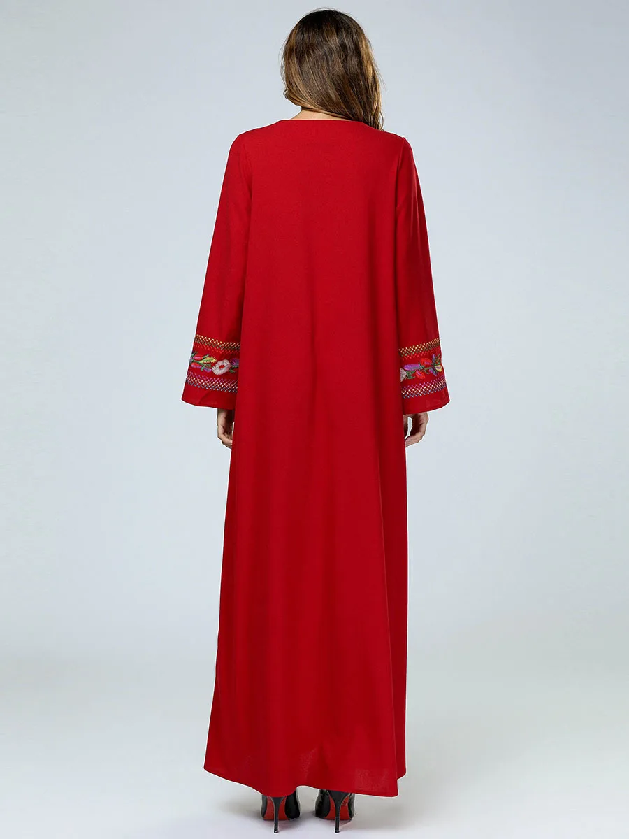Женское платье abaya в Дубае с цветочной вышивкой макси мусульманское кафтан