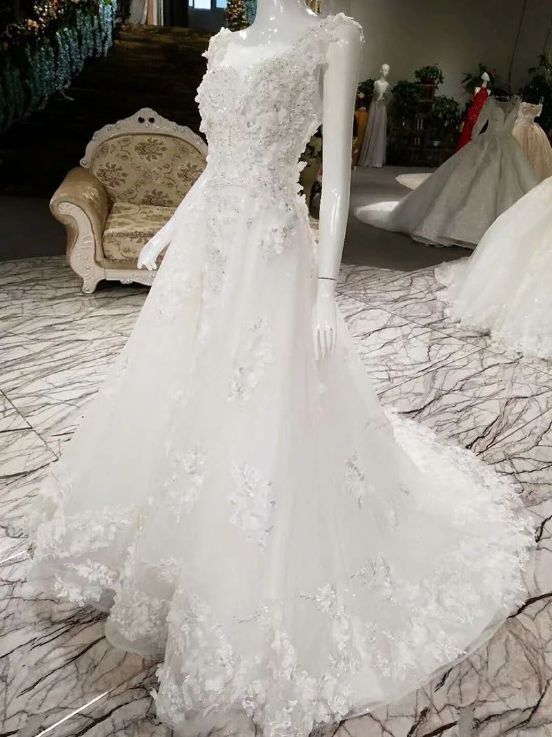 Роскошное Свадебное платье Backlake со съемным шлейфом кружевом и бисером а силуэт