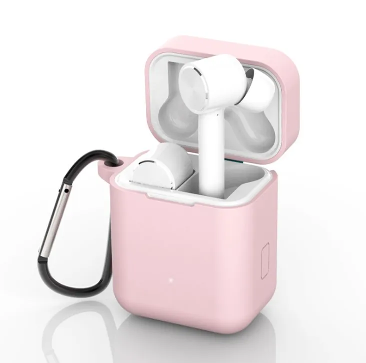 Pink set 2 Силиконовый чехол для Xiaomi airdots Pro true беспроводные Bluetooth наушники противоударные сумки для Xiaomi airdots чехол - Цвет: Pink set 2