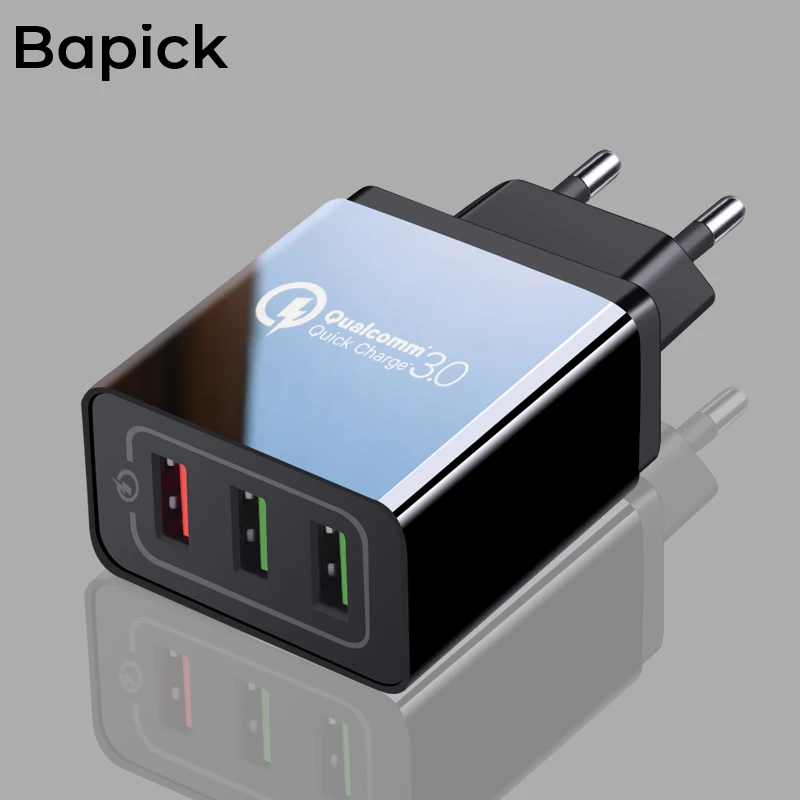 Bapick 3 порта 2.1A QC3.0 настенное зарядное устройство EU подключить usb адаптер для