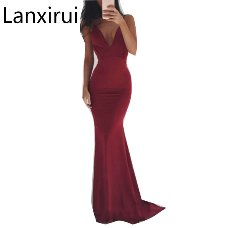 Vestido de festa, Longo, открытая спина, Роскошные вечерние платья длиной до пола, тянущиеся винтажные длинные красные платья с рыбьим хвостом