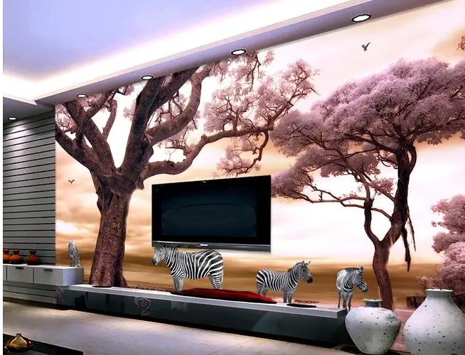 Пользовательские 3d обои Hongfeng лес Зебра настенные фрески фото классические для
