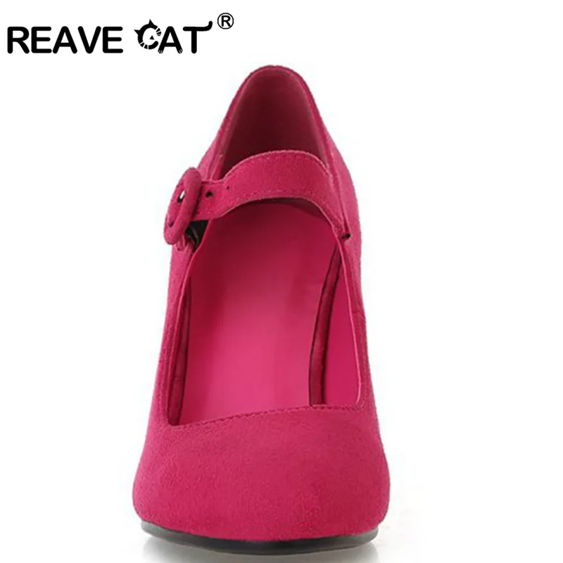 Женские туфли лодочки на высоком каблуке REAVE CAT Модные Повседневные из флока с