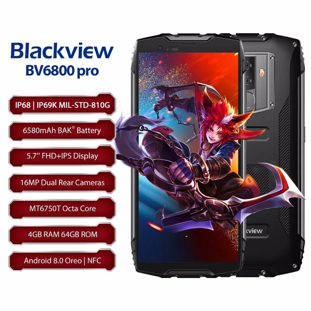 Blackview BV6800 Pro смартфон 5 7 дюймов IP68 водонепроницаемый MT6750T Octa Core 4 Гб оперативной