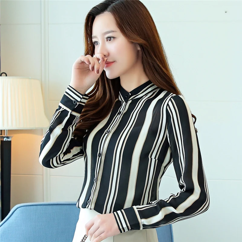 BIBOYAMALL модные женские туфли Блузка Весна шифон Полосатый Для женщин s Топы и