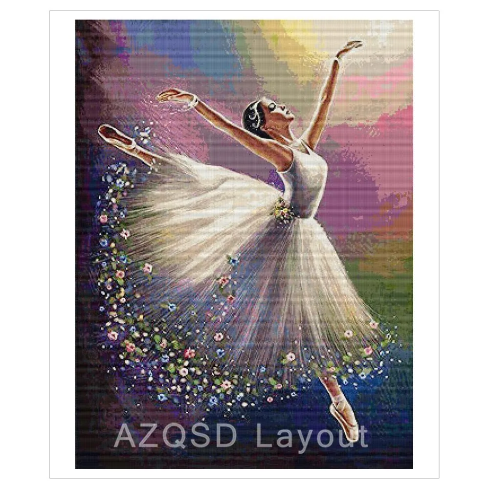 AZQSD Алмазная мозаичный портрет, подарок, алмазная живопись, танцующая девушка, вышивка крестиком, сделай сам, алмазная вышивка, распродажа, домашний декор, полный набор