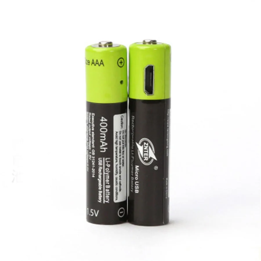 AAA 1 5 V 400mAh USB перезаряжаемая батарея Универсальные ZNT7 литий полимерные батареи с
