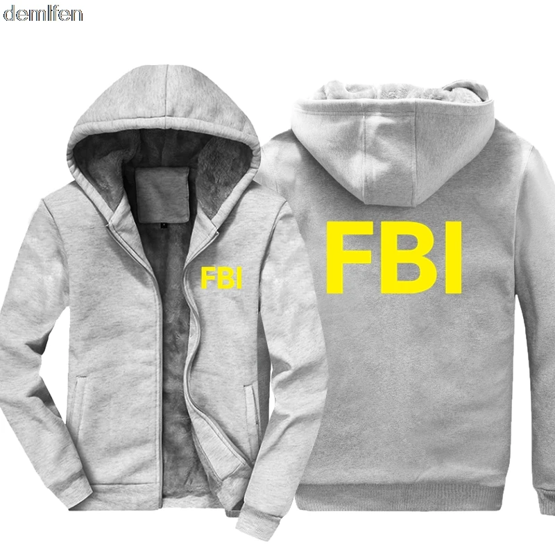 Новинка FBI Academy Quantico худи «Virginia» мужское хлопковое пальто теплая зимняя куртка толстовка с капюшоном - Цвет: gray