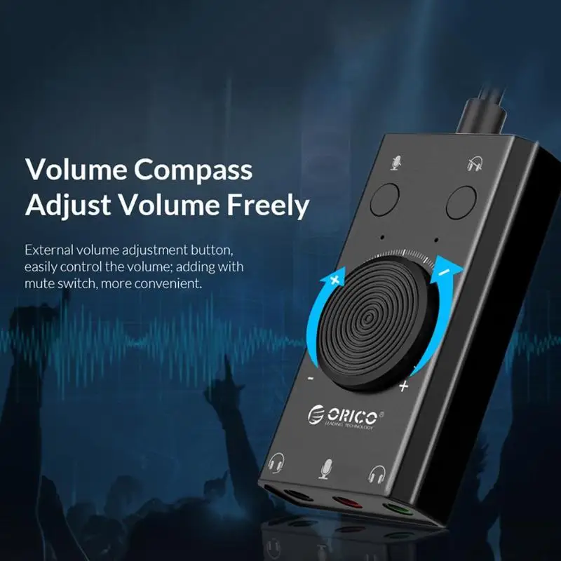 ORICO SC2 Внешний USB 2,0 Звуковая карта регулируемый объем 15 Гц-25 кГц 3-Порты и разъёмы наушники с микрофоном адаптер звуковой карты для ПК компьютер