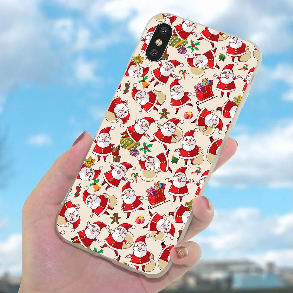 Мягкий Рождественский новогодний чехол из ТПУ для телефона iPhone 8 6 Plus чехлы 7 5 X 6S