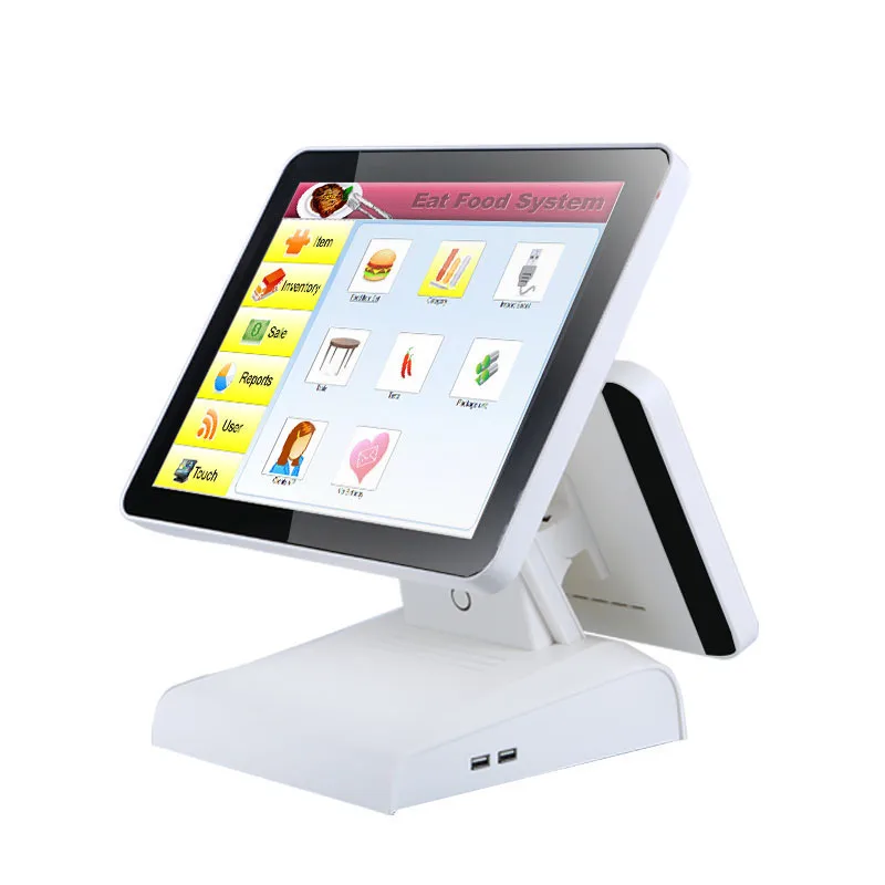 Pos-терминал с двумя экранами 15-дюймовый pos-терминал все в одном windows pos-система |