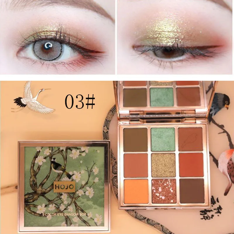 03 HOJO shimmer матовые тени для век 9 цветов Тыква фиолетовый пигмент телесного цвета водонепроницаемые долговечные алмазные блестящие тени для век порошок BN148 - Цвет: 03