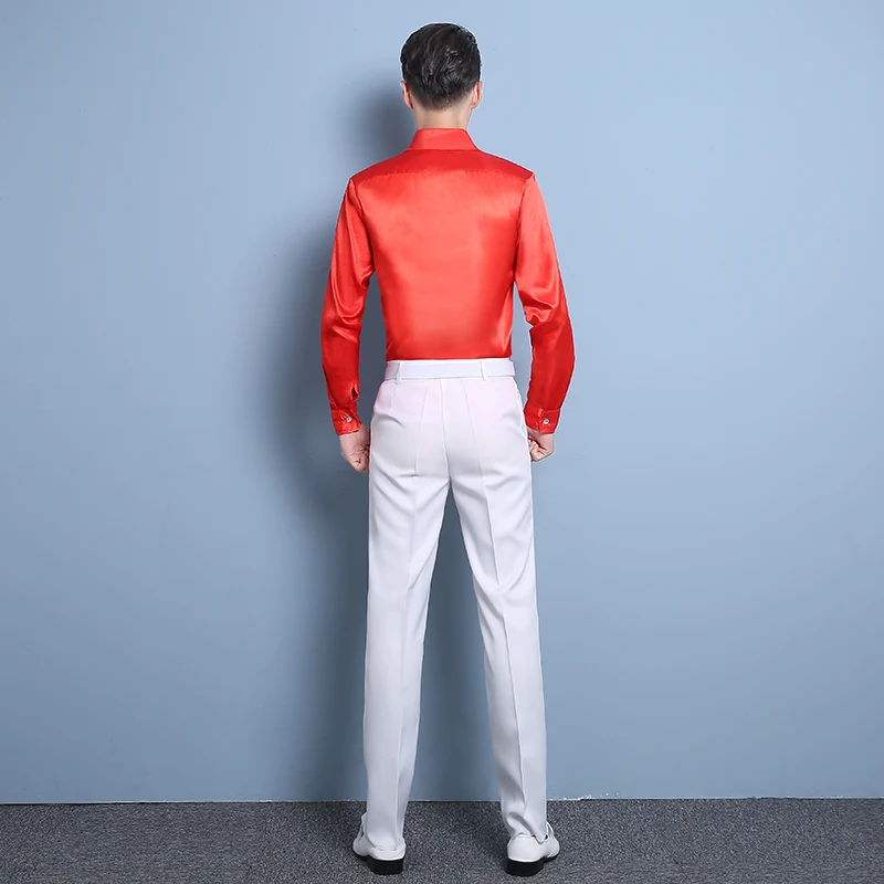 Мужские облегающие рубашки с длинным рукавом Formale яркая рубашка блестками костюм