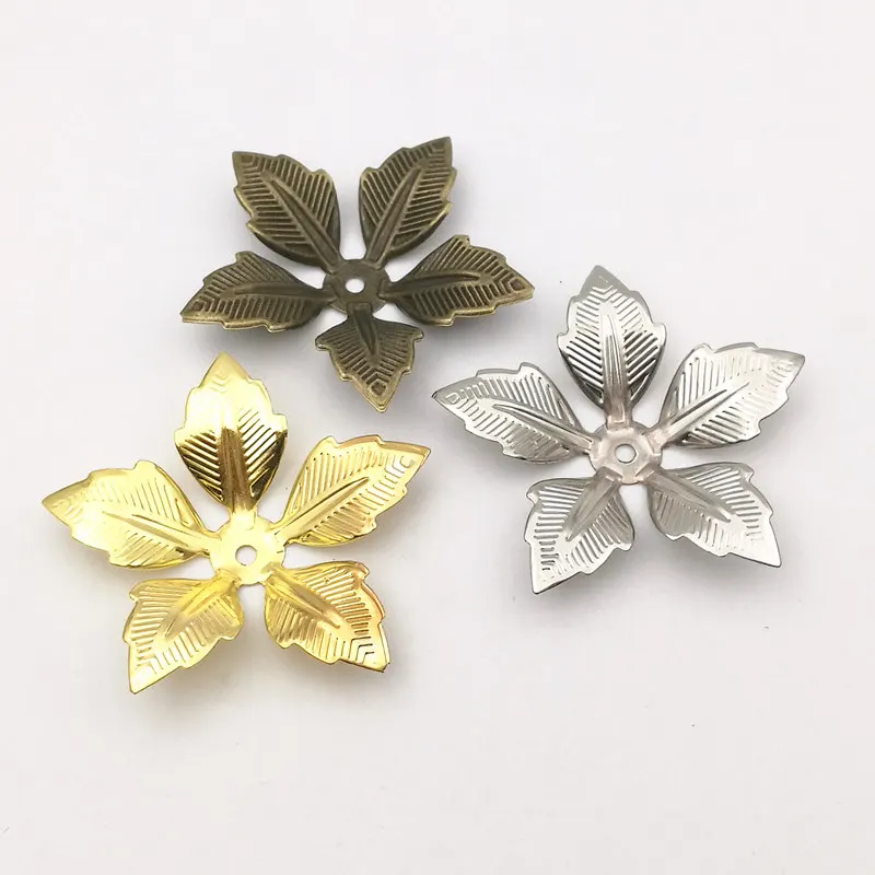 

10pcs/lot 43mm Gold color/White K/Antique bronze Metal Filigree Flowers Slice Charms Setting Hair Jewelry DIY Components B100780