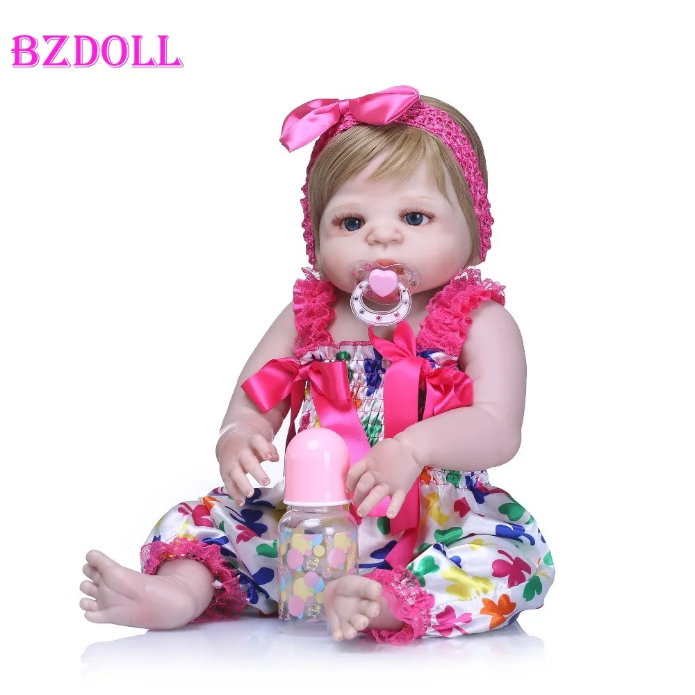 BZDOLL, 22 дюйма, полностью силиконовая кукла для новорожденной девочки, кукла для ванны, Реалистичная игрушка для новорожденной принцессы, детские куклы, Bonecas Bebe Reborn, подарок