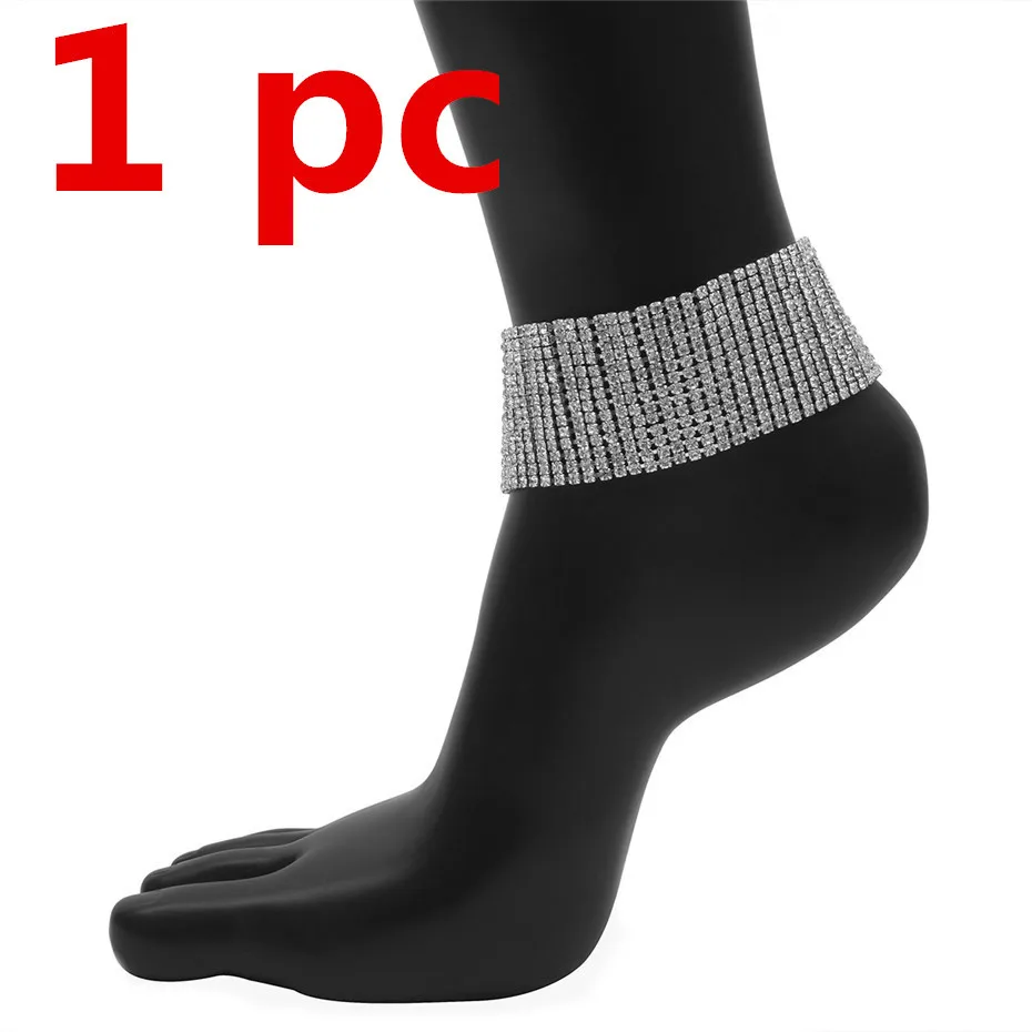 Silver 1 pc Ingemark/Роскошные блестящие стразы; браслет на щиколотке; женские пляжные сандалии; черные сандалии; пикантные женские прозрачные украшения для щиколотки стопы - Окраска металла: Silver 1 pc