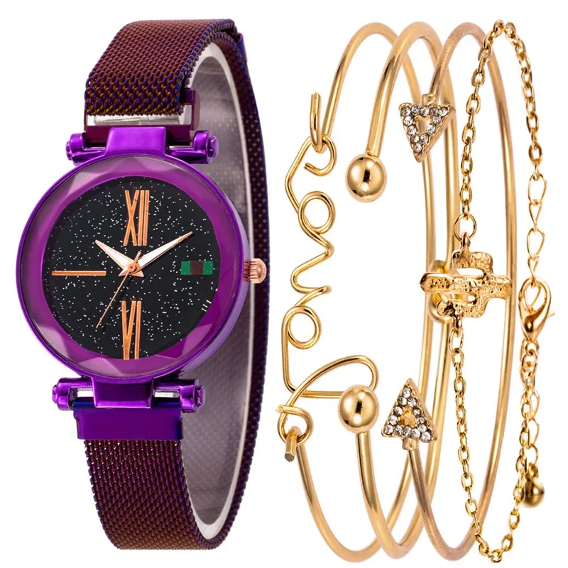 Bayan Kol Saati Montre Femme Женские часы 5 шт./компл. роскошный бренд красочные звезды Мода Молодых Девушек браслет часы Reloj