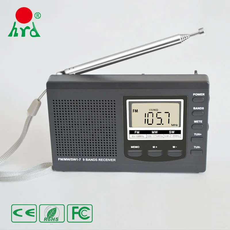 Портативный цифровой коротковолновый радиоприемник и FM AM с мировым диапазоном транзистора черный