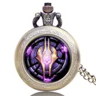 Бронзовые крутые модные часы World of Warcraft Draenei тема кварцевые карманные часы модное ожерелье для мальчика мужской подарок кулон часы
