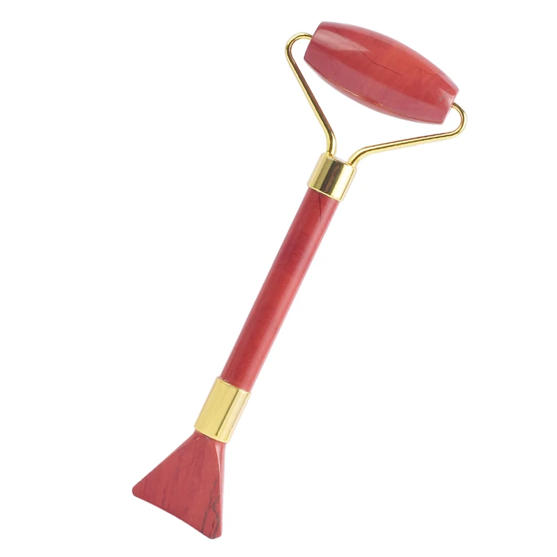 red jasper Дизайн, Нефритовый ролик для лица, Кисть для макияжа, натуральный кристалл, камень, массажер для тела, против морщин, целлюлит, подтяжка лица, уход за кожей - Цвет: red jasper