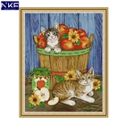 Набор для вышивки крестиком с кошками и фруктами NKF, ручная работа, Набор для вышивки крестиком, вышивка крестиком для домашнего декора
