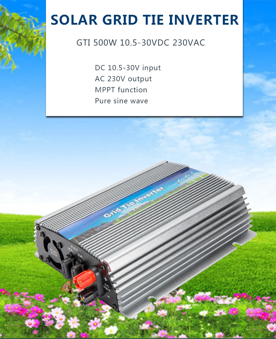 MAYLAR@ 500 Вт Солнечная Сетка галстук микро инвертор, 10.5-30VDC, 180-260VAC, 50 Гц/60 Гц, для Vmp17V панелей