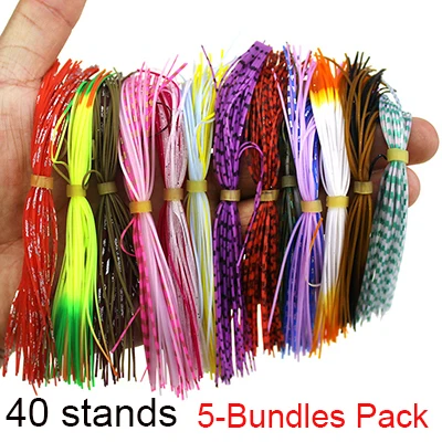 40-strands-1 5pcs 5/10-пряди, Силиконовые юбки, 30/40-пряди, резиновые рыболовные приманки, Мягкая приманка, прицеп для джига, крючка, Спиннербейт, рыболовные аксессуары - Цвет: 40-strands-1 5pcs