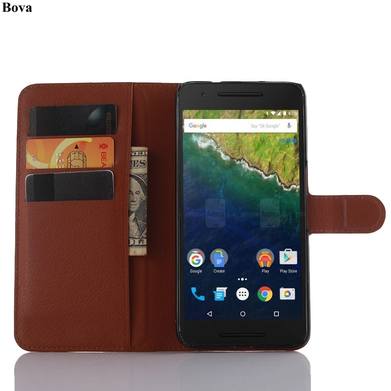 Кожаный флип чехол в стиле ретро для Huawei Nexus 6P защитный с отделениями денег