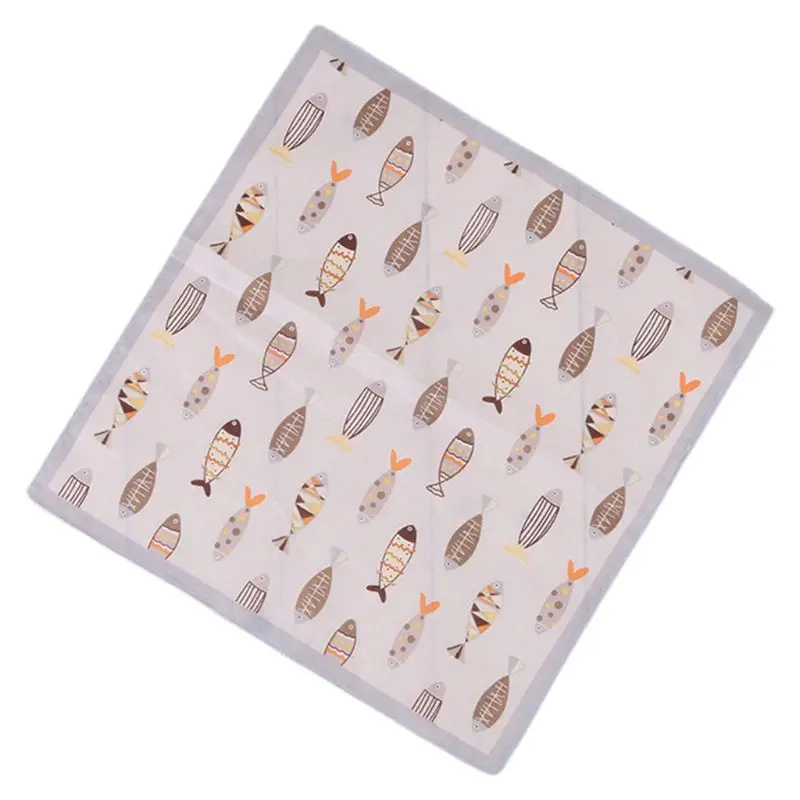 35x35cm Children Baby 60s Cotton Square Handkerchief Cute Cartoon Animal Fish Printing Toddler Towels Sweet Candy Color Hankies