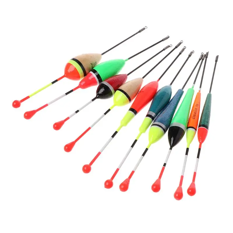 

10Pcs/Lot Fishing Floats Set Buoy Bobber Fishing Light Stick Floats Fluctuate Mix Size Color Accessories