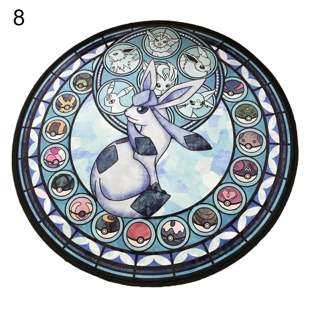 Light Blue Коврик для пола с изображением животных Покемон, круглый мягкий ковер, нескользящий коврик для спальни - Color: Light Blue