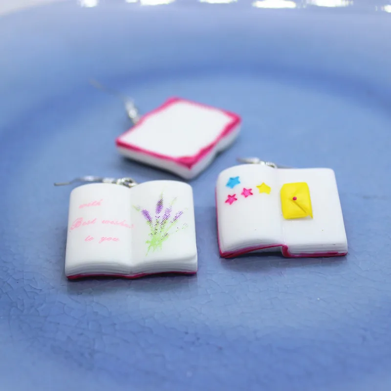 Женские асимметричные серьги милые Мультяшные мини книжки Креативные украшения