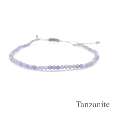Tanzanite Lii Ji крошечные тонкие драгоценные камни Регулируемый друг браслет для детей женщин мужчин подарок - Цвет камня: Tanzanite