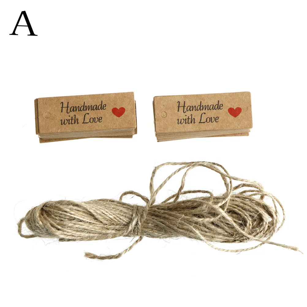 100 шт./лот этикетки для одежды милые бумажные бирки веревка бумажная бирка карт