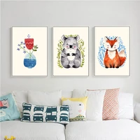 nordic simple animal fox cartoon baby home decoration no frame painting poster canvas painting space wall art for living room