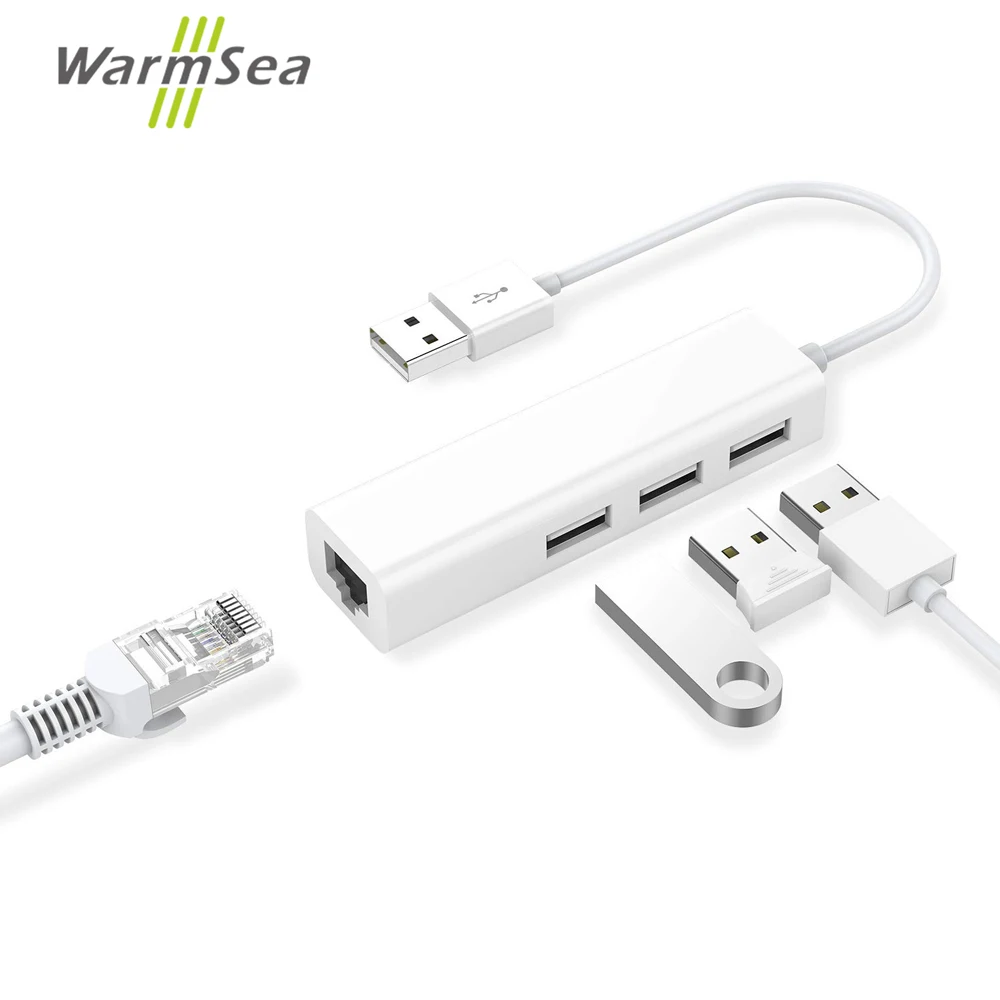 White Usb-хаб сплиттер с RJ45 LAN адаптер для ноутбука Ethernet док-станция Сетевой удлинитель для ПК - Цвет: White