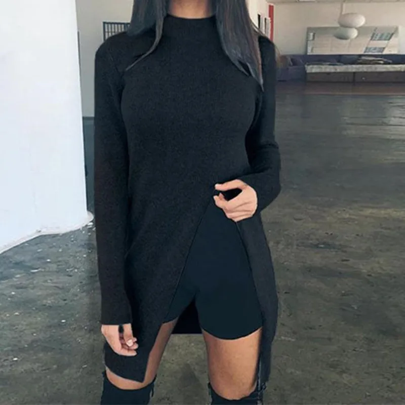 Женская трикотажная блузка с длинным рукавом повседневный Однотонный свитер