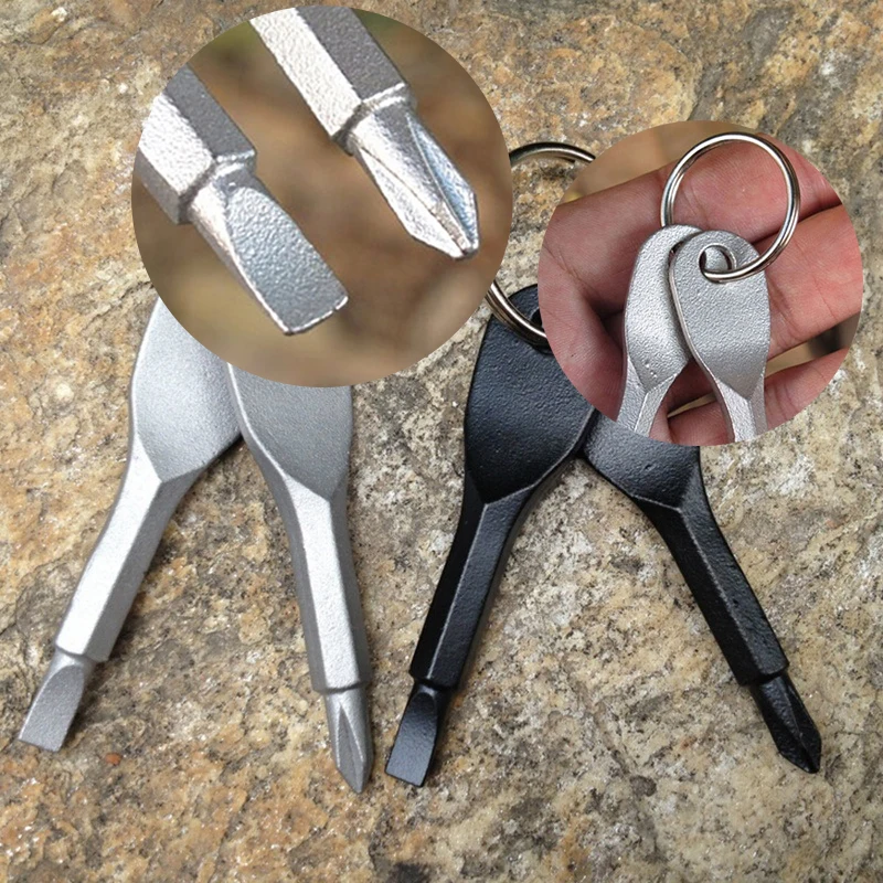 1 Набор отверток в форме ключа Точный литой стальной мини-брелок с прорезью