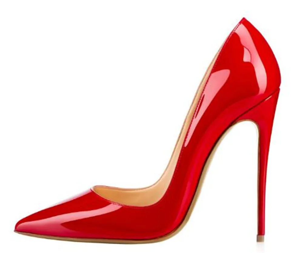 Пикантные блестящие туфли-лодочки с заклепками из лакированной кожи на высоком