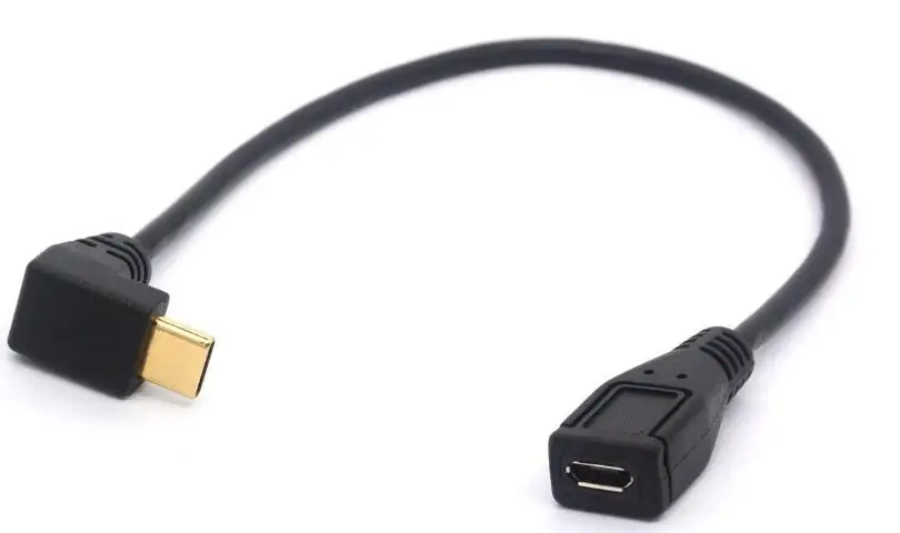 Кабель Micro USB Type C 90 градусный угловой переходник Male B Female OTG для Macbook Pro