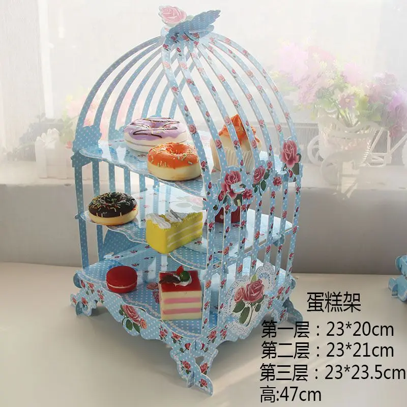 1 комплект Европейский стиль Мороженое Cakecup Кондитерская подставка для десерта торт стойка для клетки для птиц форма автомобиля розовый/синий розовый горошек бумажная полка для торта - Цвет: B