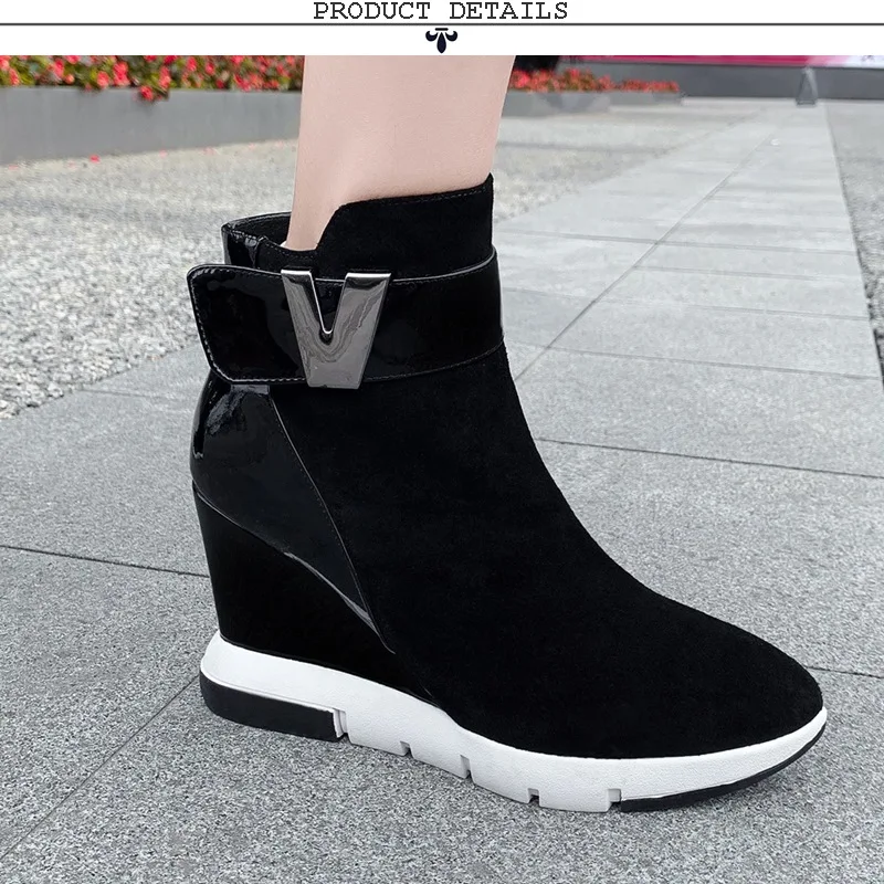 ZVQ woman shoes winter warm new fashion pointed toe zip ankle boots outside super high heels platform ladies shoes drop shipping