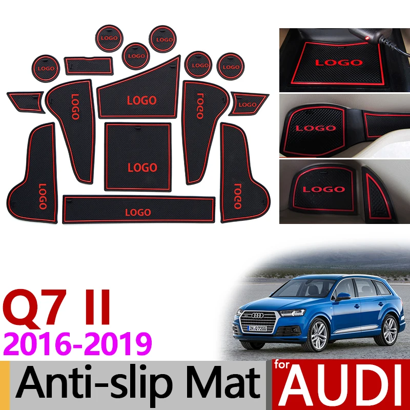 Для Audi Q7 MK2 4 м противоскользящие резиновые коврики, подушка для чашки, коврик для двери, Sline S Line 2, аксессуары, наклейки для автомобиля