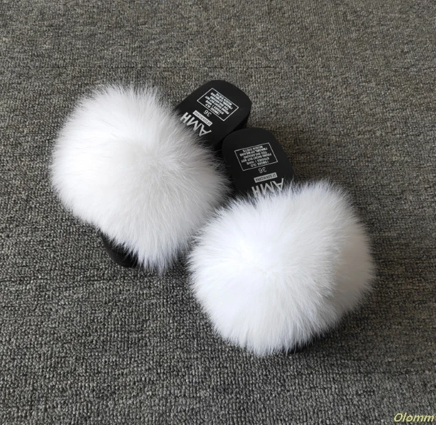 Тапочки с натуральным мехом женские домашние пушистые тапочки на платформе