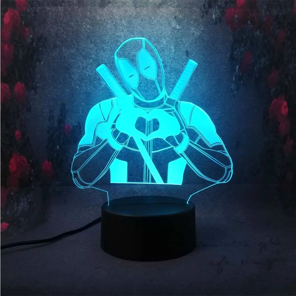 Креативный анти-герой Дэдпул светодиодный 3d-светильник с иллюзией настроения