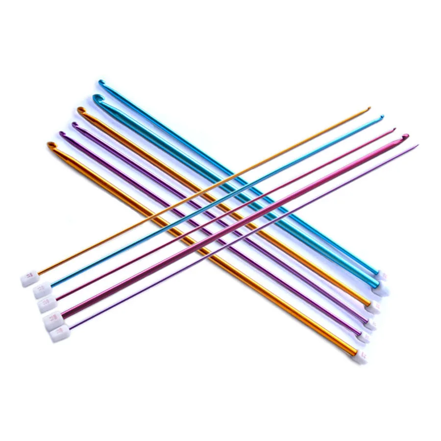 Многоцветный алюминиевый набор крючков для вязания 2 мм-8 мм 11 шт. Набор вязаных