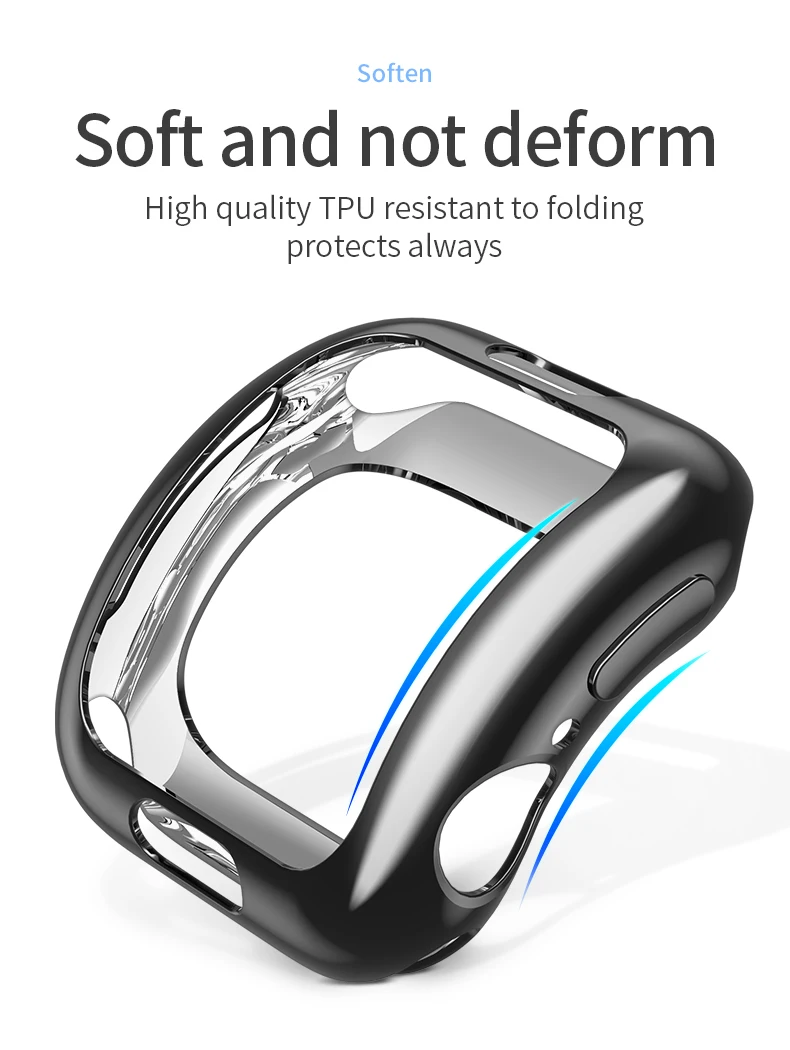 Чехол HOCO для Apple Watch 44 мм iWatch 40 ультратонкий гибкий чехол из ТПУ устойчивый к