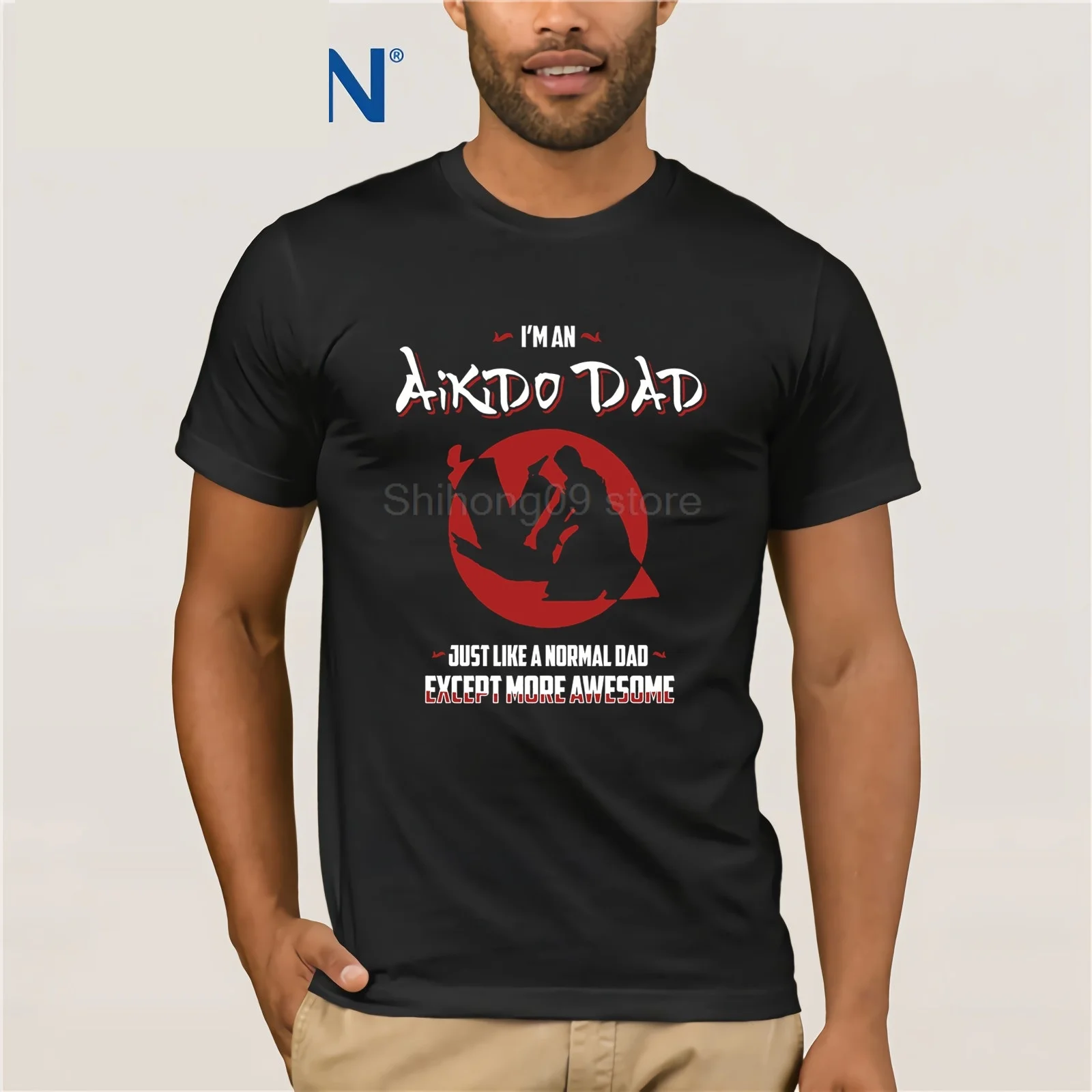 Мужская футболка Aikido Dad Like Normal But Awesome в стиле ретро летняя с короткими