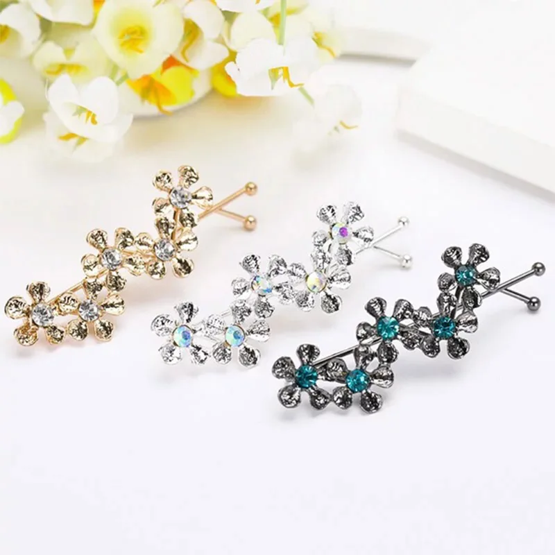 

Fashion 1pc Five Flowers Shaped Rhinestones Alloy Hair Clip Cute Graceful Women Girls Hair Accessories