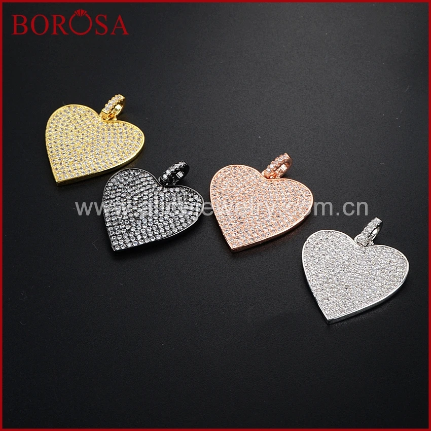 Кулон BOROSA с кубическим цирконием микро-ПАВЕ друза кулон сердце любовь cz кристалл